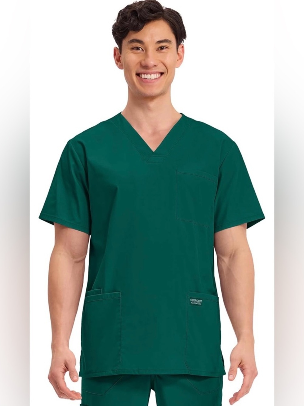 Cherokee  Green V-Neck
Short Sleeve Scrub Top workwear